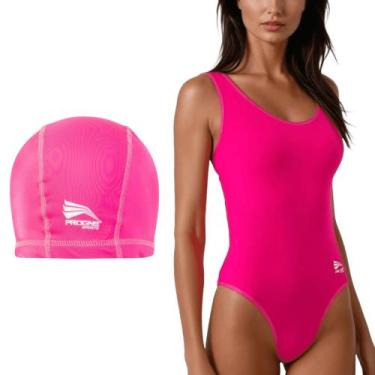 Imagem de Maio feminino praia natação tradicional esportiva poliamida + touca - 