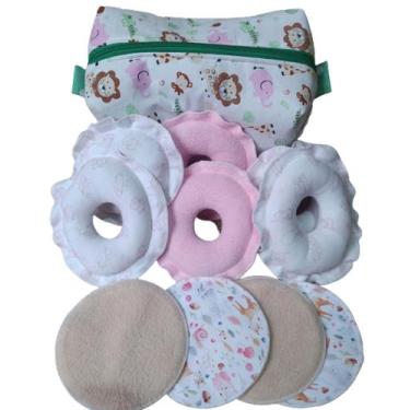 Imagem de Kit rosquinhas de amamentação, absorventes ecológicos seios e necessai