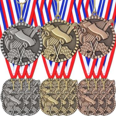 Imagem de Loetere 30 medalhas de carro de corrida Derby presentes de escoteiro ouro prata bronze medalha de prêmio com fita de pescoço retrô bandeira de corrida de automóveis escoteiro vencedor campeão troféus