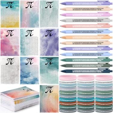 Imagem de Fainne 30 conjuntos de presentes de dia Pi a granel, 30 canetas pi, 30 pulseiras de silicone e 30 cadernos, presente de dia internacional da matemática, prêmios de sala de aula para estudantes,