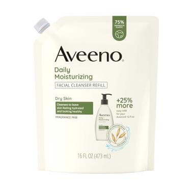 Imagem de Aveeno Limpador facial hidratante diário com aveia calmante sem OGM, deixa a pele hidratada, macia e flexível, sem parabenos, sulfatos, fragrâncias, corantes e sabão, bolsa de recarga, 40 ml