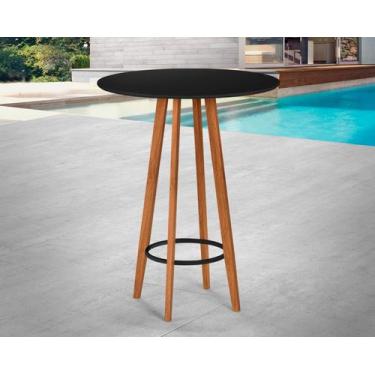 Imagem de Bistrô Alto para Área Gourmet Bares Cafeterias pés Madeira Tampo Redon