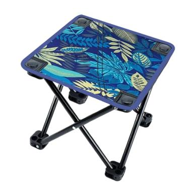 Imagem de YIJU Bancas de pé portáteis do pé de acampamento nas fezes dobráveis ​​bancos de banco de banco para jardinagem para jardinagem de estacionamento viagens, Folhas Azuis