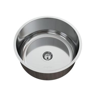 Imagem de Cuba para Pia de Cozinha em Aço Inox Redonda 37x37x17cm Alto Brilho com Válvula GhelPlu...