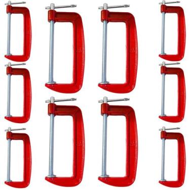 Imagem de Kit 10 Grampos Sargento Tipo C 6 Polegadas Marcenaria 200mm Aço Metal 
