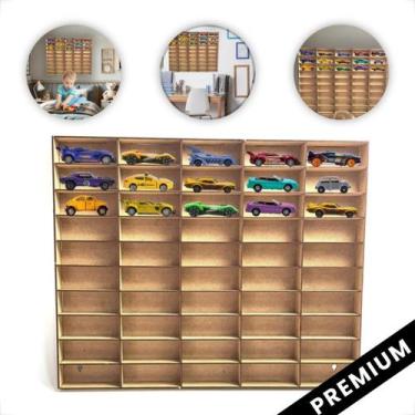 Imagem de Expositor Organizador Mdf Cru Porta Carrinhos Infantil Brinquedo Estan