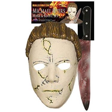 Imagem de Michael Myers Halloween (Rob Zombie) Máscara resistente e faca padrão off-white