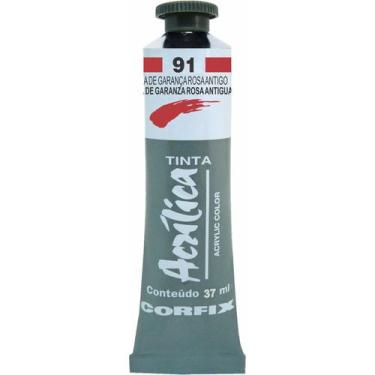 Imagem de Tinta Acrílica 37ml 091 Laca de Garanca Rosaantigo Corfix, 091 - LACA 