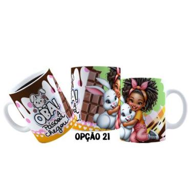 Imagem de Caneca 325ml Plástico Feliz Páscoa Fofa Coelhinhos Mimos - LARANJA E M