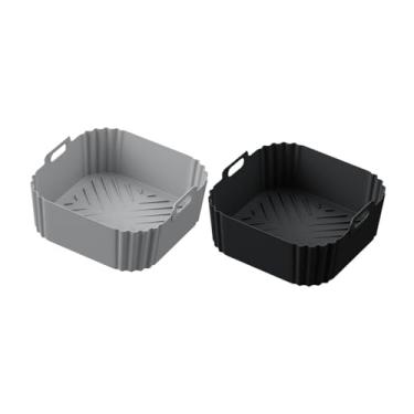 Imagem de WeiLaiKeQi 2pcs Air Fryer Silicone Pot, Air Fryer Insert Liner, Acessório de cozinha à prova de petróleo Lineador de cesto de fritadeira de ar resistente ao