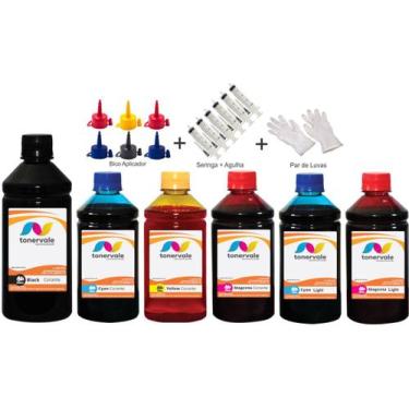 Imagem de Kit 6 Tinta Para Epson L805 T673120 CMYK 500ml Black e 250ml Color Lin
