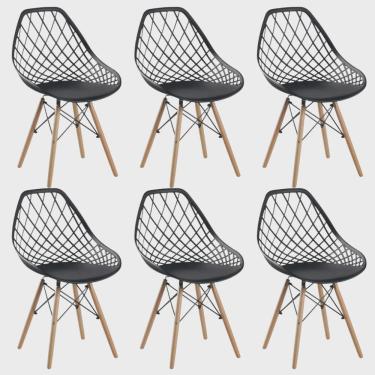 Imagem de Conjunto 6 Cadeiras para Sala de Jantar Clarice Cloe Madeira Preto