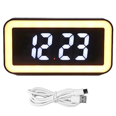 Imagem de Despertador digital de Vomeko para quarto, despertador de carregamento sem fio, carregamento reverso de USB LED de tela grande despertador digital para o quarto (Preto)