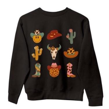 Imagem de Moletom Sem Capuz Estampa Desenho Country Texas Algodao e Poliester Alta Qualidade Casual Dia a Dia-Unissex