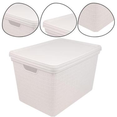 Imagem de Caixa Organizadora Juta 22 Litros Com Tampa Jaguar Cor Bege