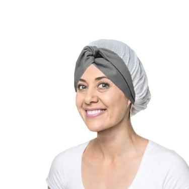 Imagem de Faixa Cabelo Turbante Cinza Touca Redinha Branca Cozinha - CASACHA