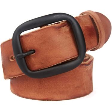 Imagem de Cintos Para Homens, Cintos De Pele De Couro Genuíno Masculino Dobrado Estilo Retro Ocidental Para Homens, Brown, 120