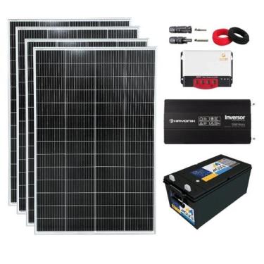 Imagem de Kit Solar 134,4kW/mês Inversor Hayonik 127V e Bateria Moura - MINHA CA