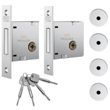 Imagem de Fechadura Auxiliar Trava p/ Porta Madeira 1004 Par Tetra Stam