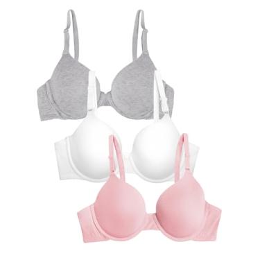 Imagem de Fruit of the Loom Sutiã camiseta feminino, Rosa/branco/cinza mesclado, 34A