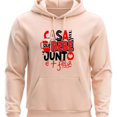 Imagem de Moletom Canguru Com capoz Estampado Casal que Bebe Junto - Hs, Bege, M