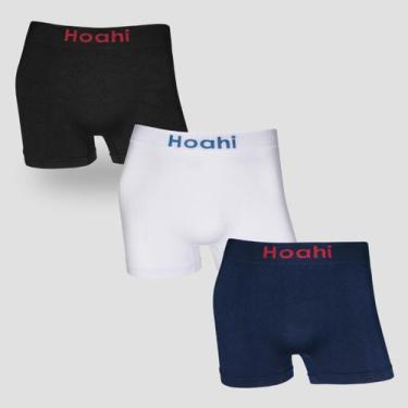 Imagem de Kit 3 Cuecas Boxer Lisa Masculina Sem Costura Poliamida - Hoahi, 1 pre