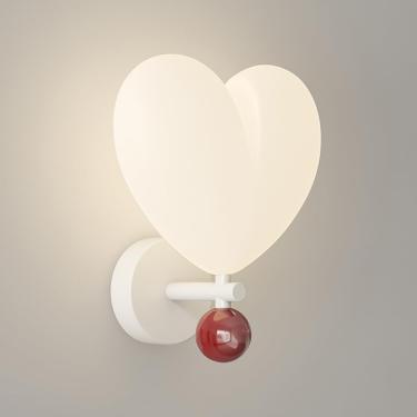 Imagem de Forma De Coração Led Wall Scoe Cream Modern Wall Light White Bedside Wall Mount Lamp, 16w Creative Art Design Wall Scoes Nordic Retro Home Decor Lighting Fixture, Dimming/3 Color, A-3 Color Mode