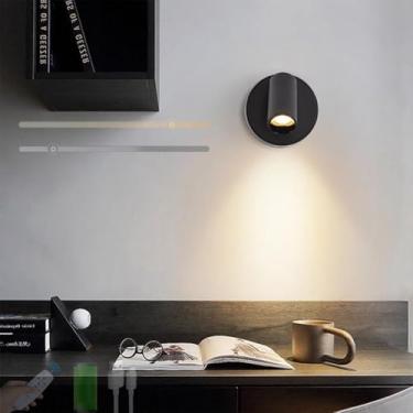 Imagem de Luz de parede LED operada por bateria com controle de toque interna recarregável por USB lâmpada de parede magnética regulável sem fio arandela controle remoto rotação livre de 360° imagem quarto sala