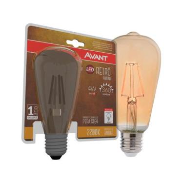 Imagem de Lâmpada Led Retrô Pera ST64 Dimerizável E27 4W 320 Lumens Âmbar 2200K 