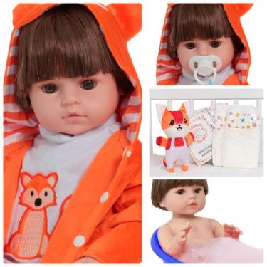 Imagem de Boneco Reborn Bebê Príncipe Com Kit Acessórios Pode Banho - Cegonha Re