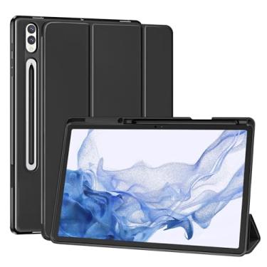 Imagem de SSS·GRGB Capa para Samsung Galaxy Tab S8 Plus 2022 / S7 FE 2021 / S7 Plus 2020 12,4 polegadas com suporte S Pen, suporte triplo ultrafino e leve, despertar/hibernar automático (preto)