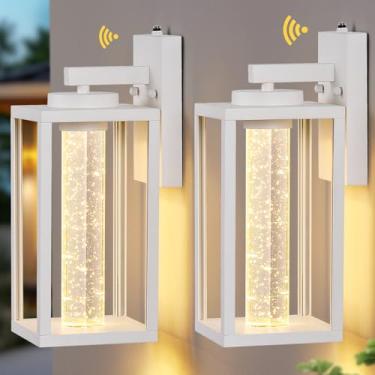 Imagem de VIANIS Luminárias De Parede Externas Brancas, Luminárias Grandes Para Áreas Externas, Suporte De Parede Para Casa, Arandelas De Parede Externas Com Sensor De Anoitecer Ao Amanhecer Para Varanda, Lu