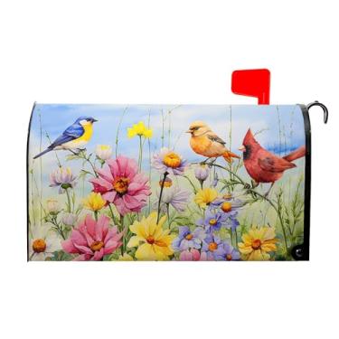 Imagem de Granbey Capas Para Caixas De Correio Pássaros E Flores Primavera Com Estampa Beija-Flor, Decoração À Prova D'Água, Capa Correio, Tamanho Grande Jardim, Quintal Casa, 25,5 X 21 Pol.