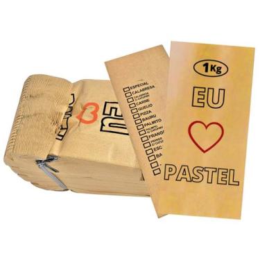 Imagem de Saco para Pastel Kraft Mix 1kg/2kg/3kg Estampado 500 Unidades Sustentá