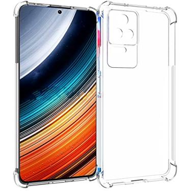 Imagem de USTIYA Capa para Xiaomi Poco F4 / Redmi K40s 5G TPU transparente quatro cantos capa protetora transparente macia funda