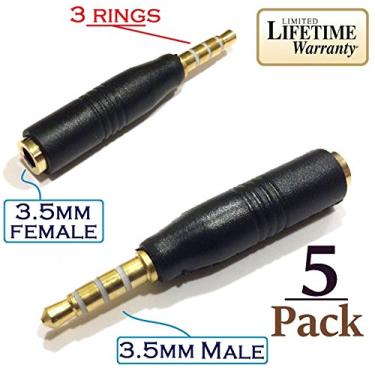 Imagem de Josi Minea Adaptador de fone de ouvido preto de 3,5 mm, conector de 3 anéis para Apple iPhone 6 / 6 Plus / 5S / 5C / 5 4S, iPad Air / Mini, Samsung Galaxy S6 / S5 / S4 / S3, Note 4 / 3 Nexus 4, HTC