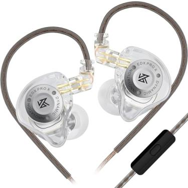 Imagem de Fones de ouvido intra-auriculares KZ EDX PRO X HiFi, fone de ouvido intra-auricular dinâmico esportivo 0,75 pinos, poderoso fone de ouvido graves para audiphiles (cristal, com microfone)