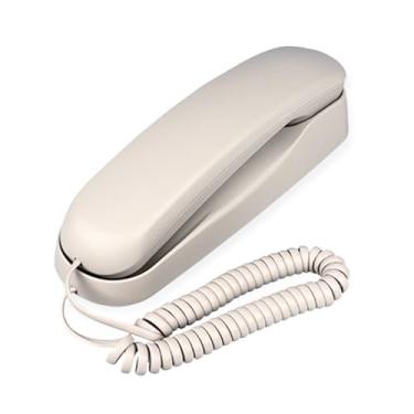 Imagem de Telefone de parede com fio branco, telefone de parede analógico pequeno TelPal para casa de idosos, telefones fixos de linha única, sem necessidade de alimentação CA ou bateria