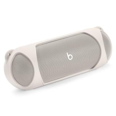 Imagem de Hzycwgone Capa de silicone para alto-falante Bluetooth sem fio Beats Pill, capa protetora de transporte de viagem com alça de ombro para alto-falante portátil Beats Pill (bege)