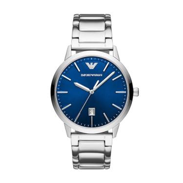 Imagem de Emporio Armani Relógio masculino com pulseira de aço inoxidável prata com três ponteiros (modelo: AR11311), Prata