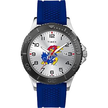 Imagem de Timex Tribute Relógio masculino Gamer 42 mm Quartzo com pulseira de silicone, Kansas Jayhawks, Relógio de quartzo