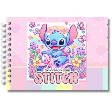 Imagem de Livro De Colorir Stitch Capa Dura 50 Páginas Folha Grossa 180g A5 - Presente Para Crianças E Adultos, Combater O Estresse E Estimular A Criatividade (ROSA)