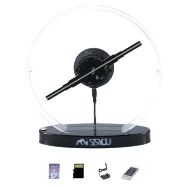 Imagem de Missyou Ventilador holográfico 3D de 11,8 polegadas - logotipo personalizável, controle Bluetooth e WiFi, biblioteca de vídeo 700+, controle remoto e capa acrílica para publicidade e eventos