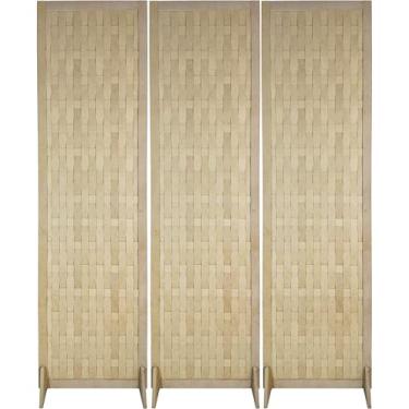Imagem de Biombo Trançado Madeira MDF Divisoria de Ambiente Reto Divisor Decoração (3)
