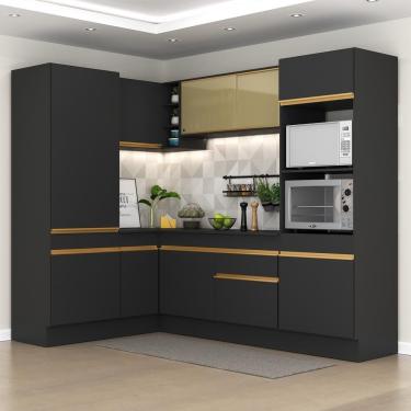 Imagem de Cozinha Completa De Canto Mp2084 Com Armário E Balcão Preta Multimóveis