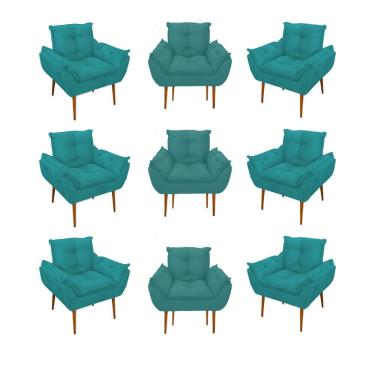 Imagem de Kit 09 Cadeiras Poltronas Opala Clinica Salão Balaqui Decor Cor:azul Turquesa