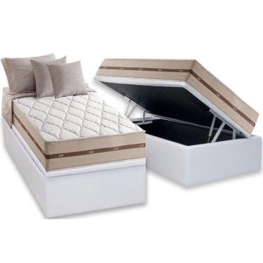 Imagem de Cama Box Baú Solteiro Kit MasterPocket Classic com Colchão Molas Ensacadas Courano Whit...
