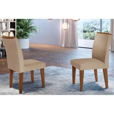 Imagem de Cadeira Sala De Jantar Lunara Kit 2 Un Imbuia/linho Bouclê Creme - Rufato