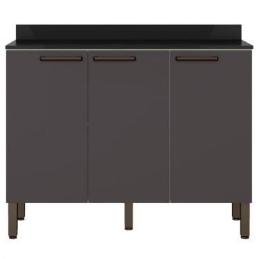 Imagem de Balcão Triplo Veneza 3 Portas E 1 Prateleira 108,4cm Bartira Freijo E Grafite