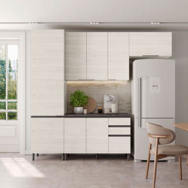 Imagem de Cozinha Compacta Cristal 8 Portas 3 Gavetas Bartira Lâmina Mel Nude